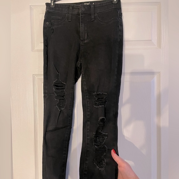 Denim - Black Ripped Skinny Jegging Jeans